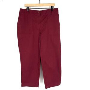 Talbots Pants Size 14W Womens Pink High Waist Patch Pocket Crop Chino Stretch